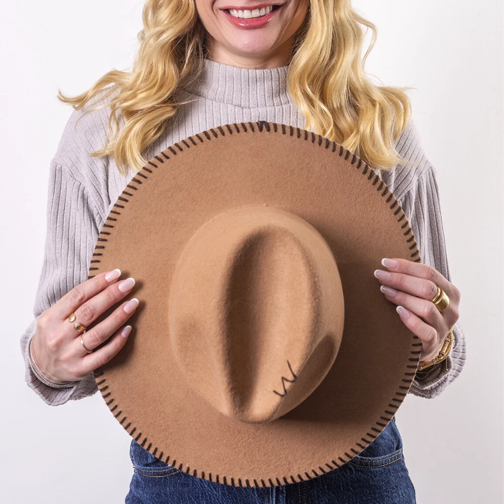 Felt fedora hat wide-brimmed CROCHET