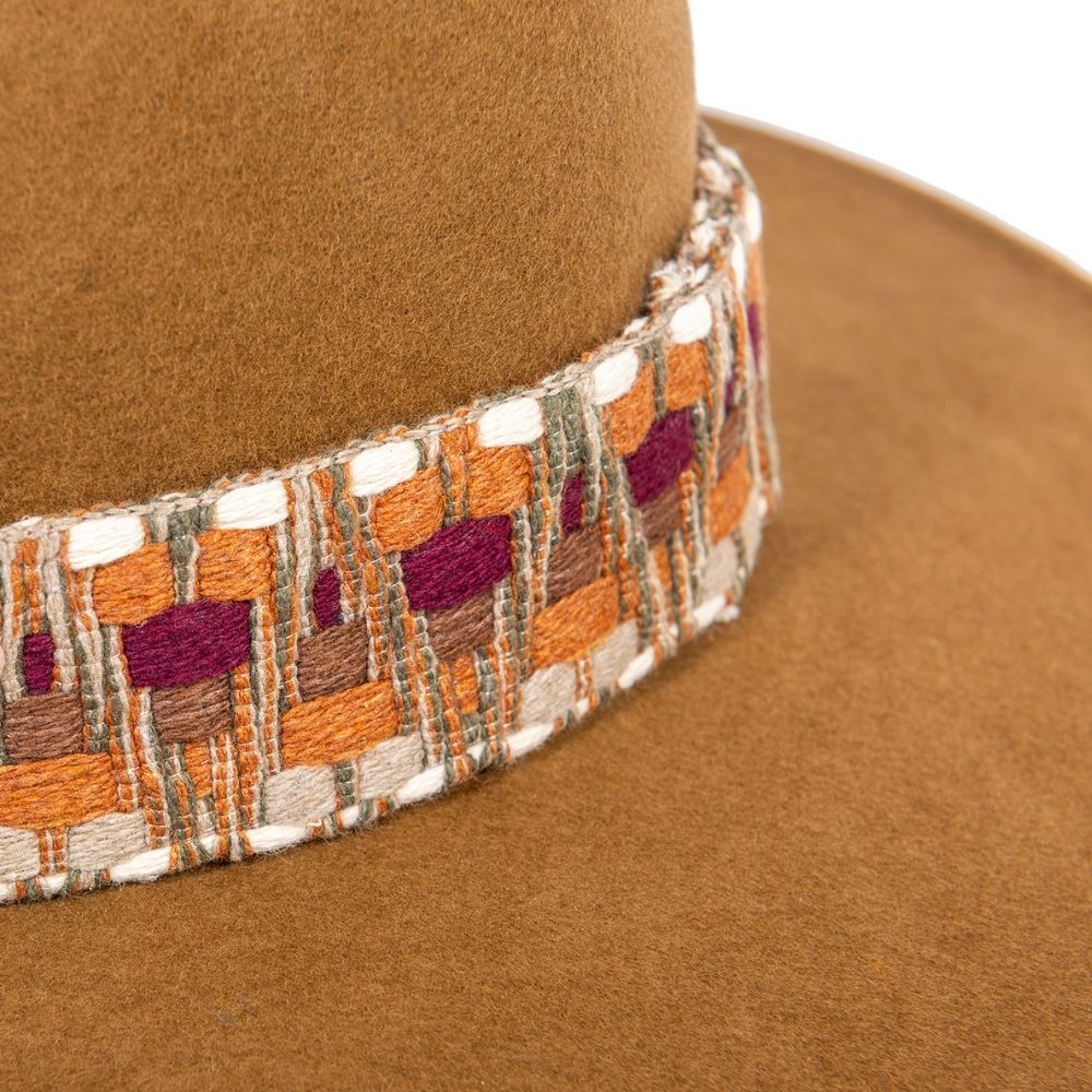 Felt fedora hat wide-brimmed ETHNIC BRAID
