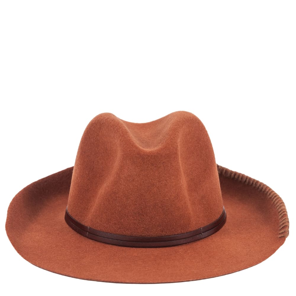 Chapeau feutre lien cuir & tricot