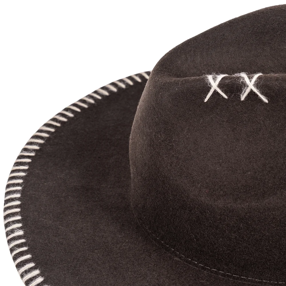 Felt fedora hat wide-brimmed CROCHET