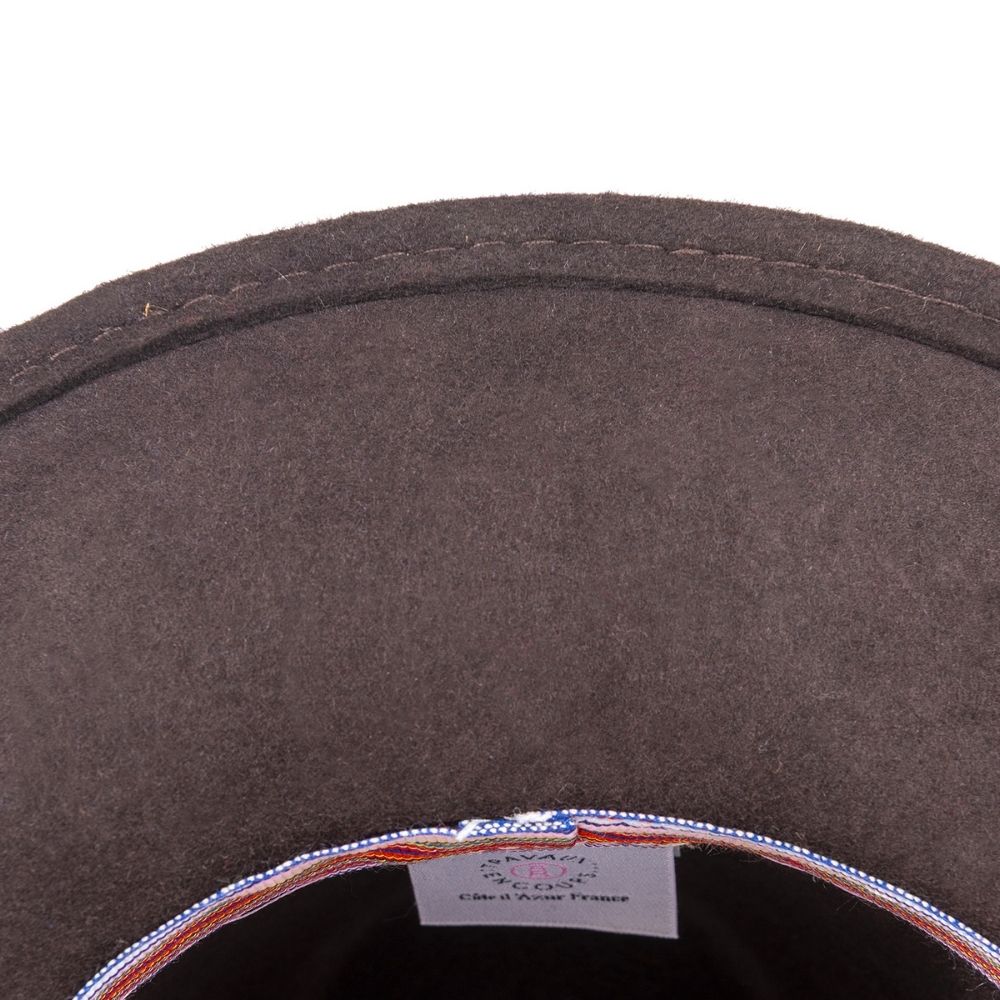 Felt fedora hat leather strop, stitched brim
