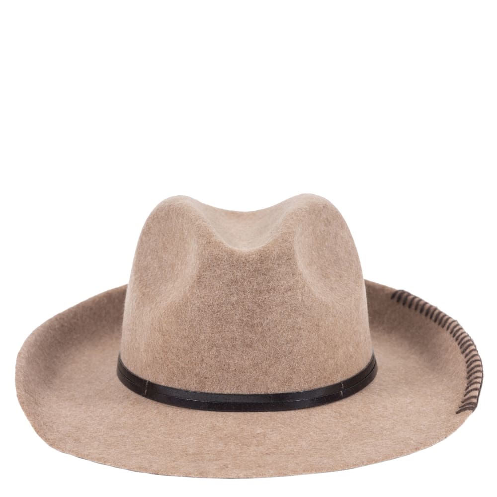 Chapeau feutre lien cuir & tricot