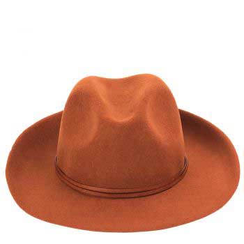 Chapeau feutre, lien cuir, bord non cousu