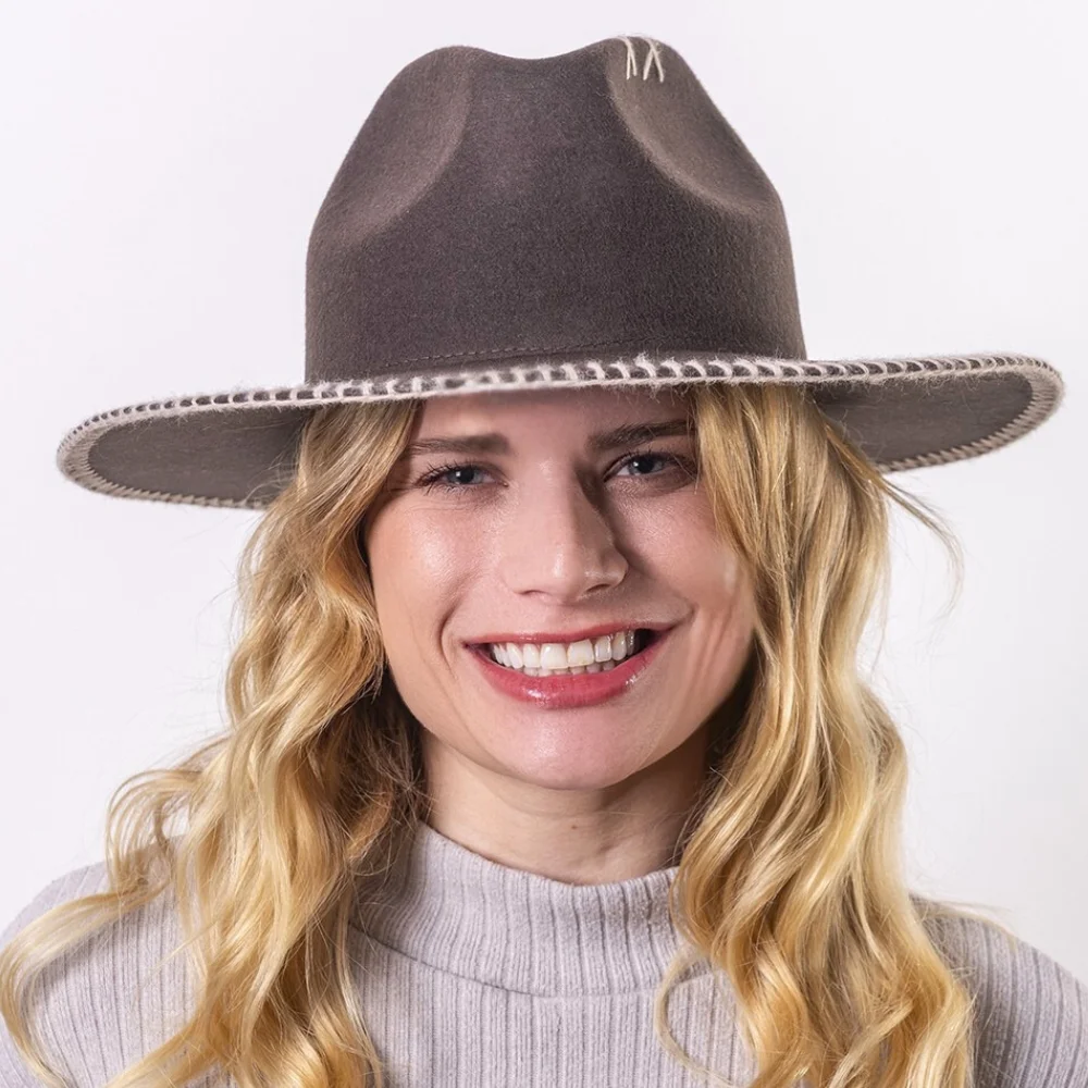 Felt fedora hat wide-brimmed CROCHET