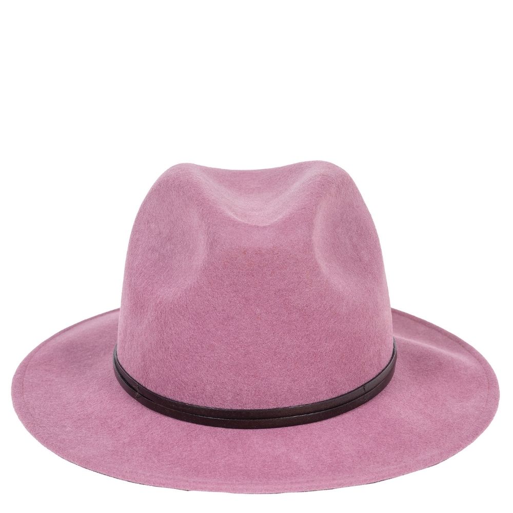 Felt fedora hat leather strop, stitched brim