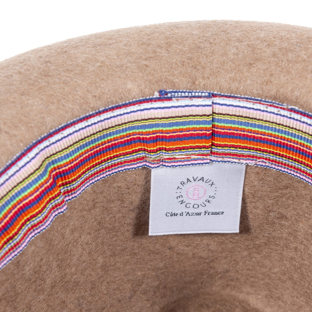 Chapeau feutre lien cuir & tricot