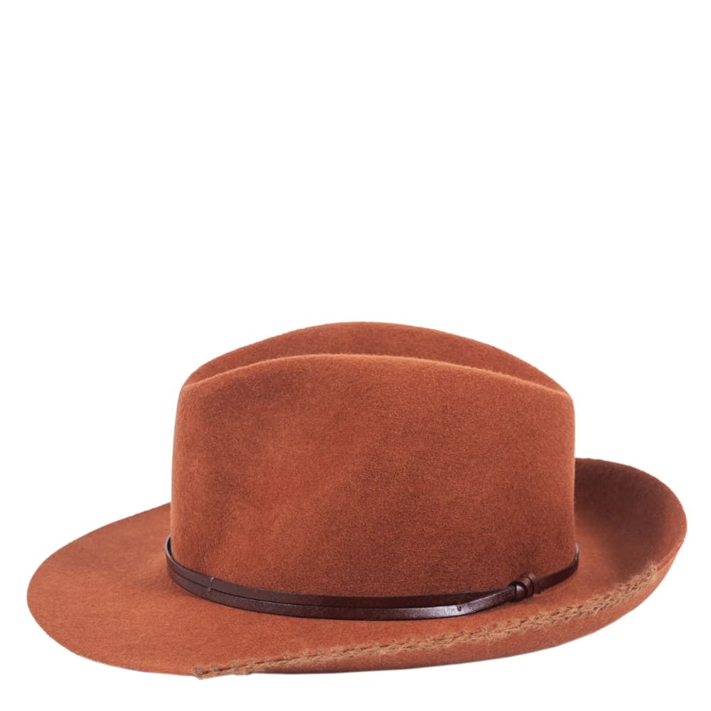 Chapeau feutre lien cuir & tricot