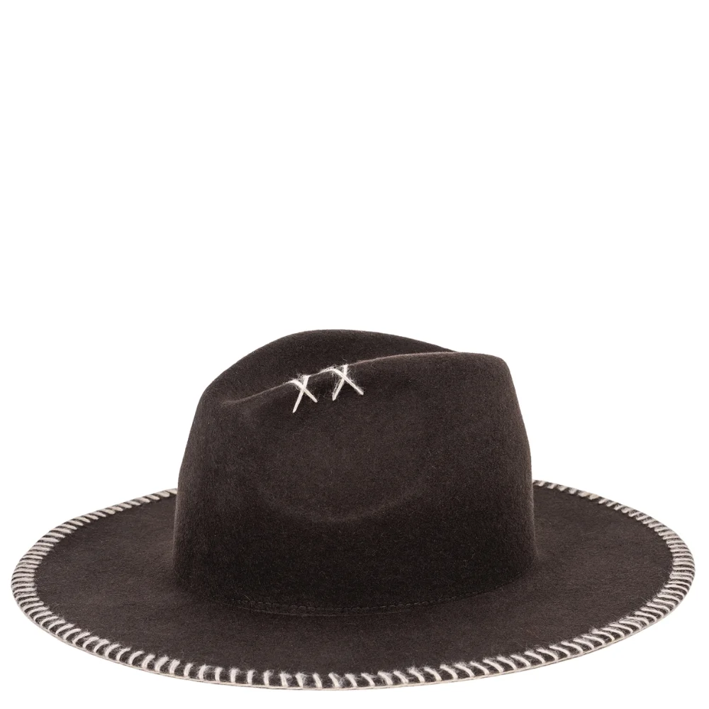 Felt fedora hat wide-brimmed CROCHET
