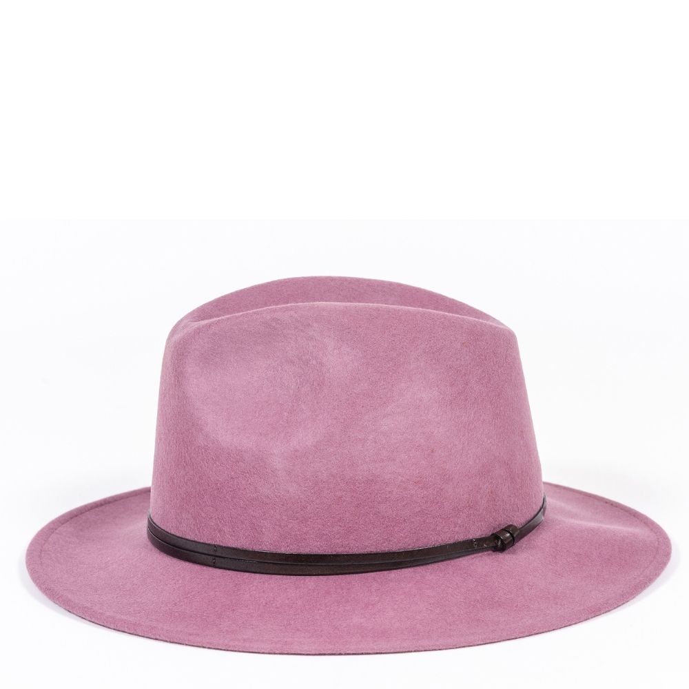 Felt fedora hat leather strop, stitched brim