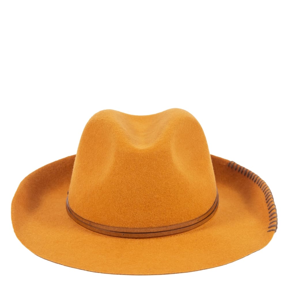 Chapeau feutre lien cuir & tricot