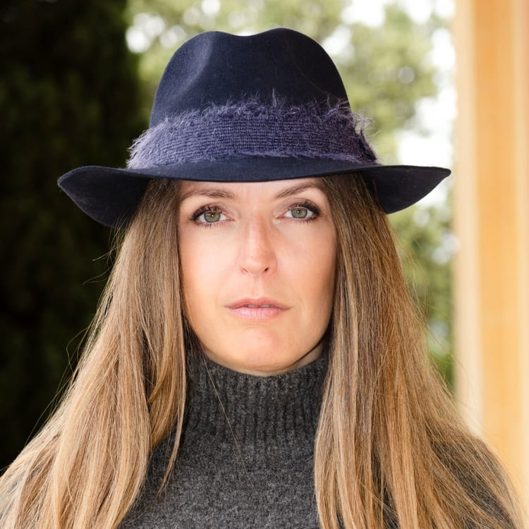 chapeau feutre, ruban mohair