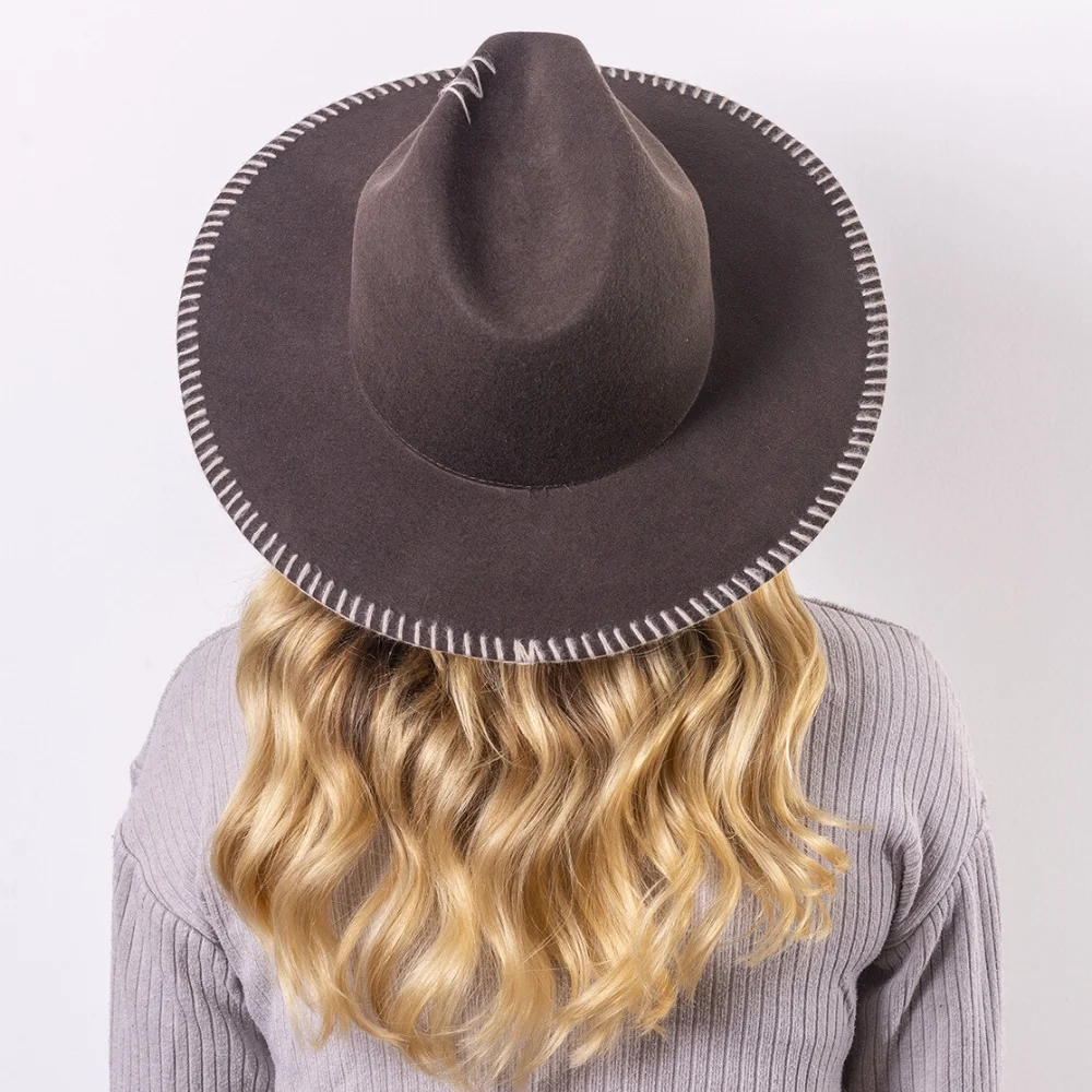 Felt fedora hat wide-brimmed CROCHET