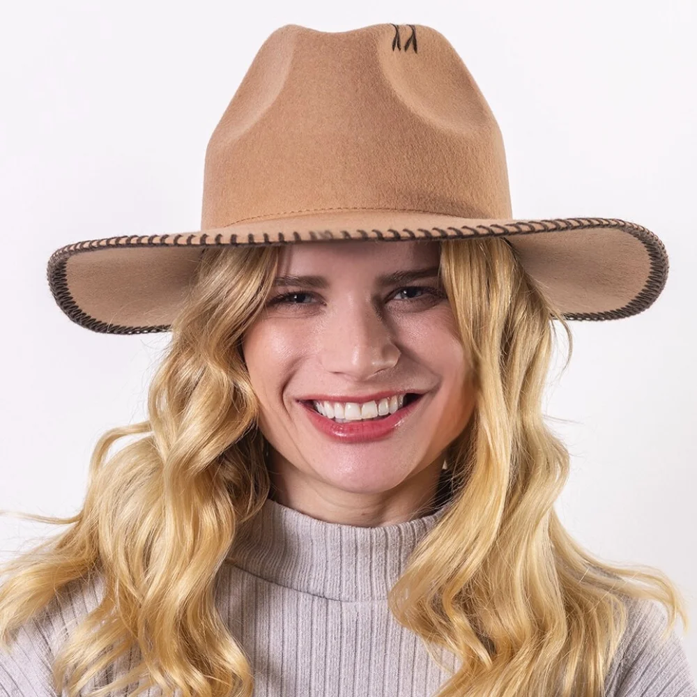Felt fedora hat wide-brimmed CROCHET
