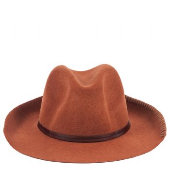 Chapeau feutre lien cuir & tricot