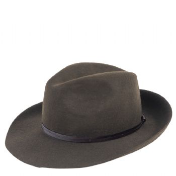 Chapeau feutre, lien cuir, bord non cousu
