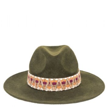 Chapeau feutre bord large GALON ETHNIC