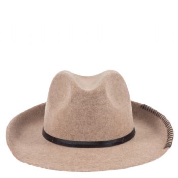 Chapeau feutre lien cuir & tricot