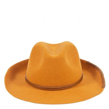 Chapeau feutre lien cuir & tricot