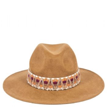 Chapeau feutre bord large GALON ETHNIC